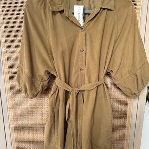 Brown Button-Up shirt dress corduroy from ever eve
